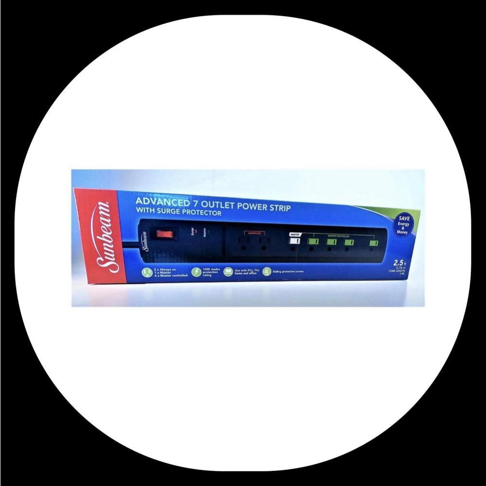 Sunbeam Advance 7 Outlet Power Strips with Surge Protector